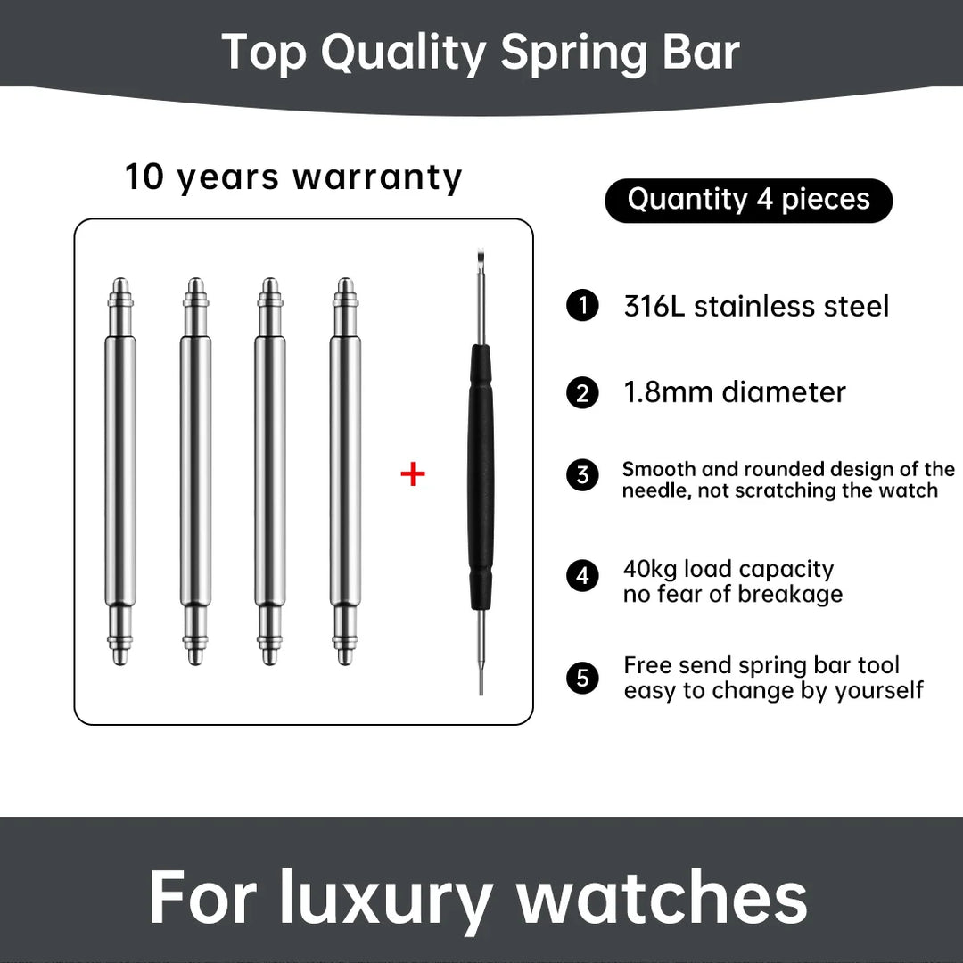 Maikes Quick-Release 316L Stainless Steel Spring Bars – 18/19/20/22mm for Watch Straps