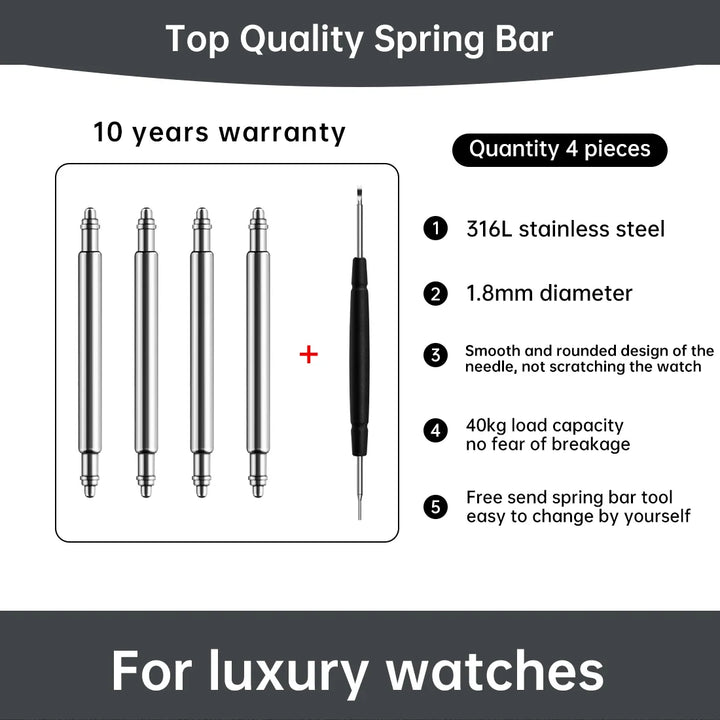 Maikes Quick-Release 316L Stainless Steel Spring Bars – 18/19/20/22mm for Watch Straps