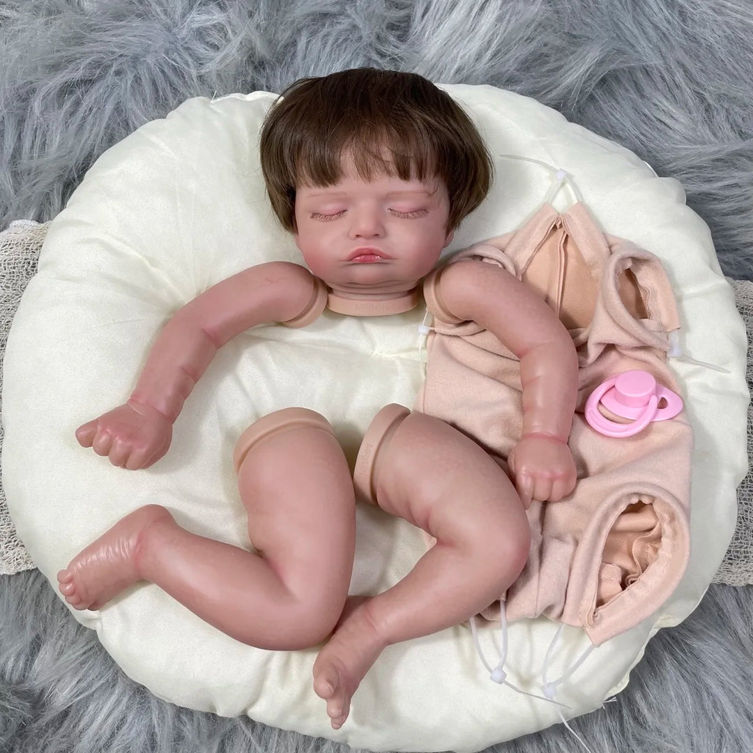 19″ Rosalie 3D Painted Reborn Baby Doll Kit – Unfinished Vinyl Parts with Hand‑Rooted Hair