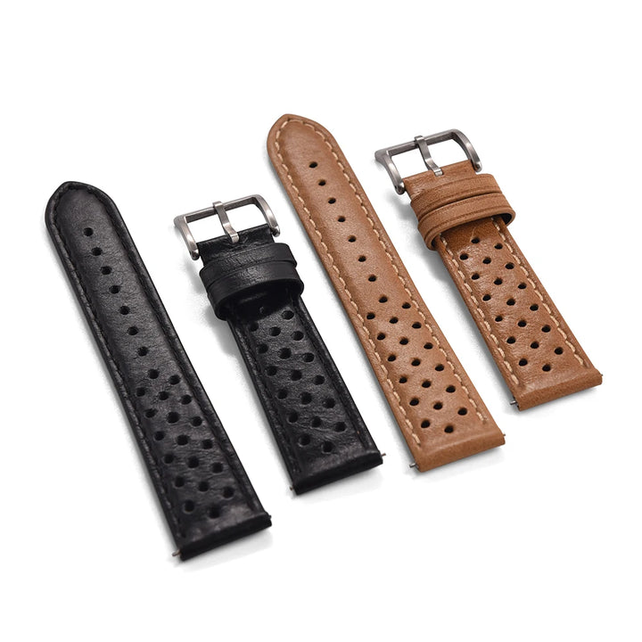 Breathable Leather Watch Strap 18-22mm Quick Release for Omega, Seiko