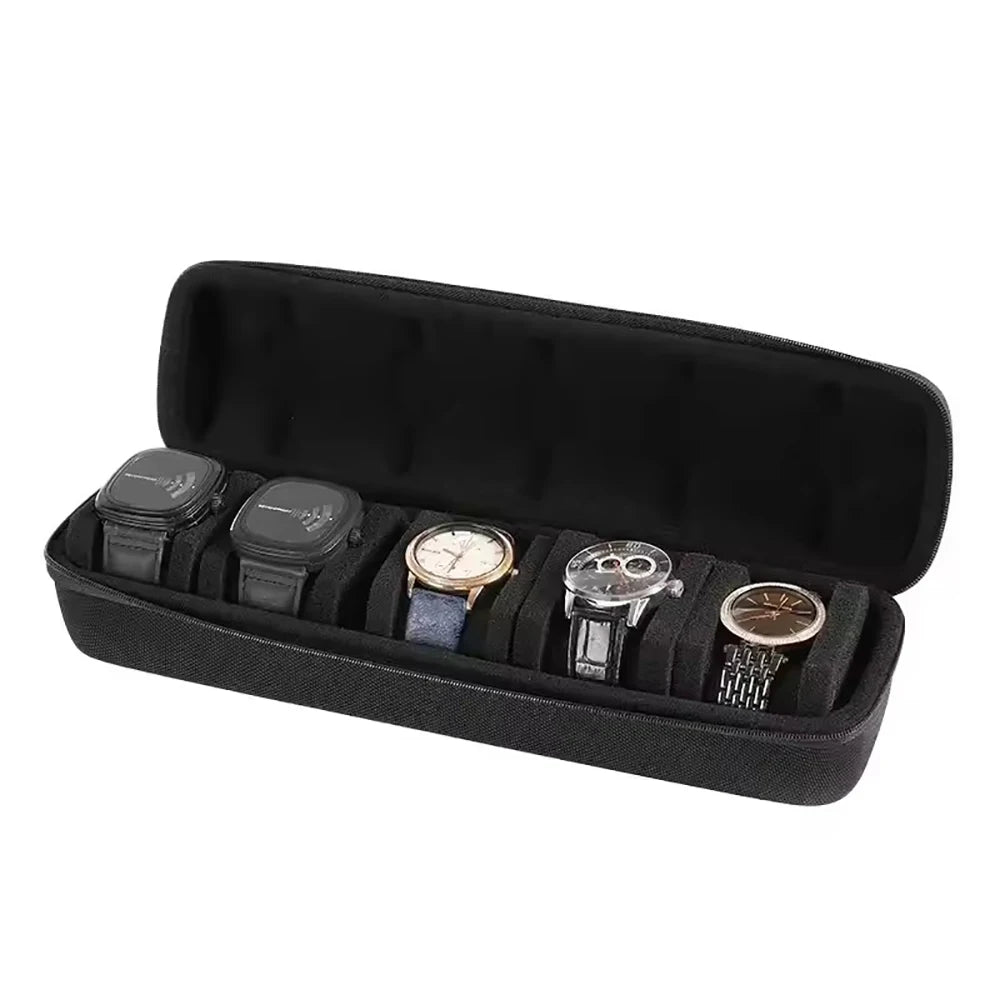 JUELONG Black Elegant Watch Box Organizer Portable Travel Case For Men and Women Ideal For Wristwatches & Smart Watches Collect