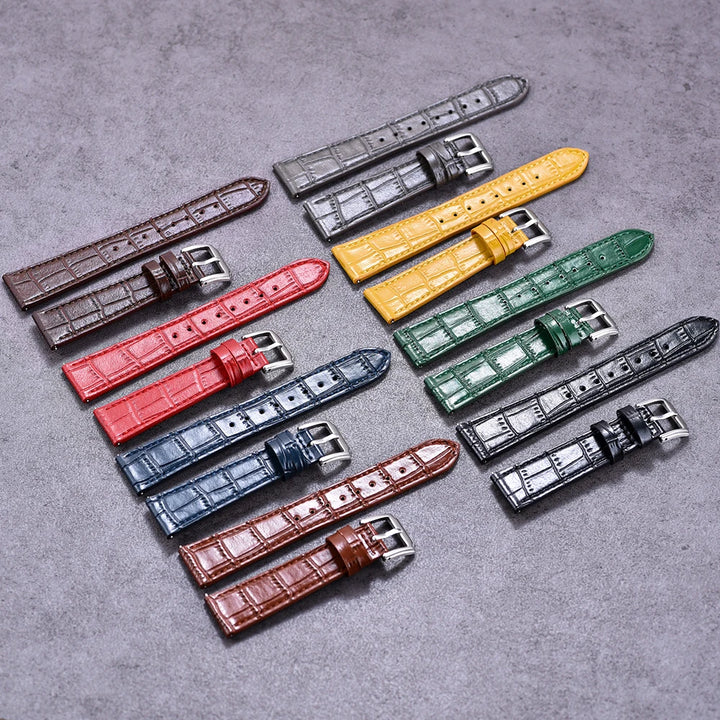 High Quality Classic Bamboo Leather Watch Strap 16/18/19/20/21/22mm Quick Release Watchbands Unisex Smart Leather Wristbands