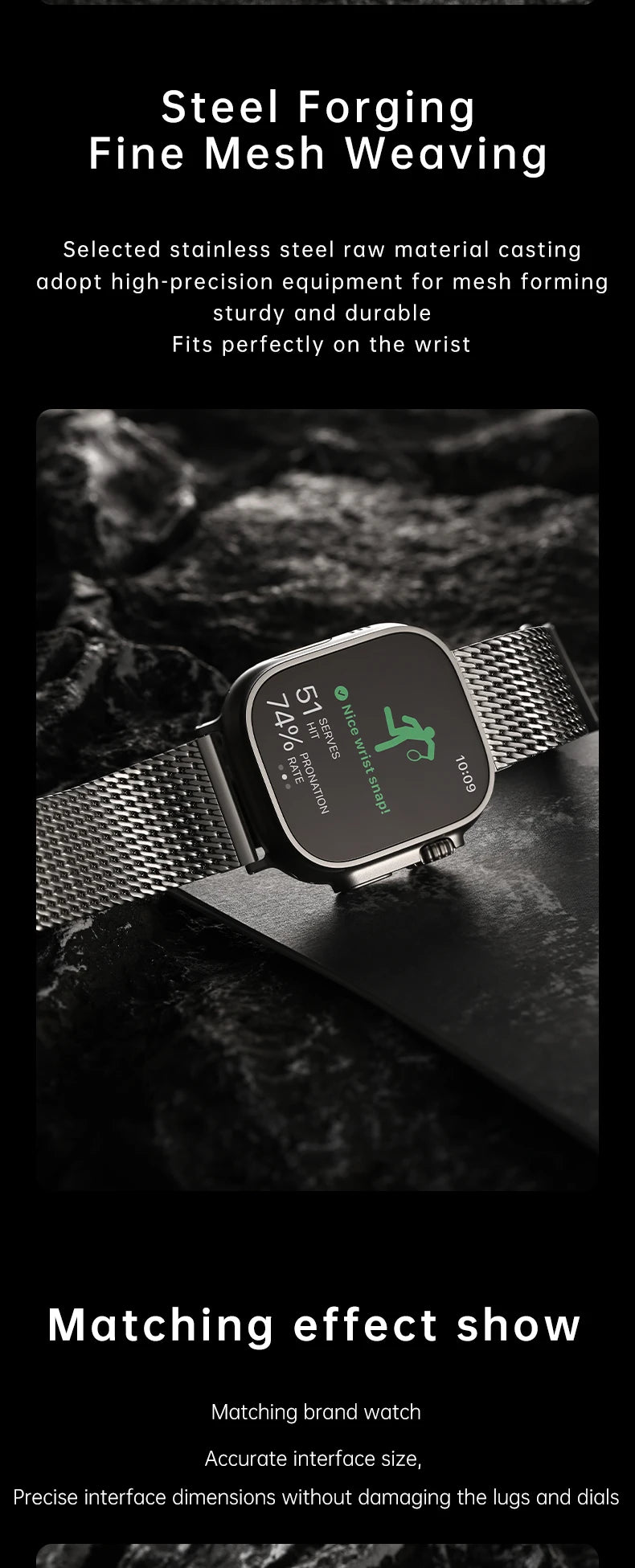 Luxury Milanese Mesh Apple Watch Ultra 2 Band, 316L Stainless Steel Watch Strap, For Apple Watch 49mm 45mm 44mm 41mm 40mm