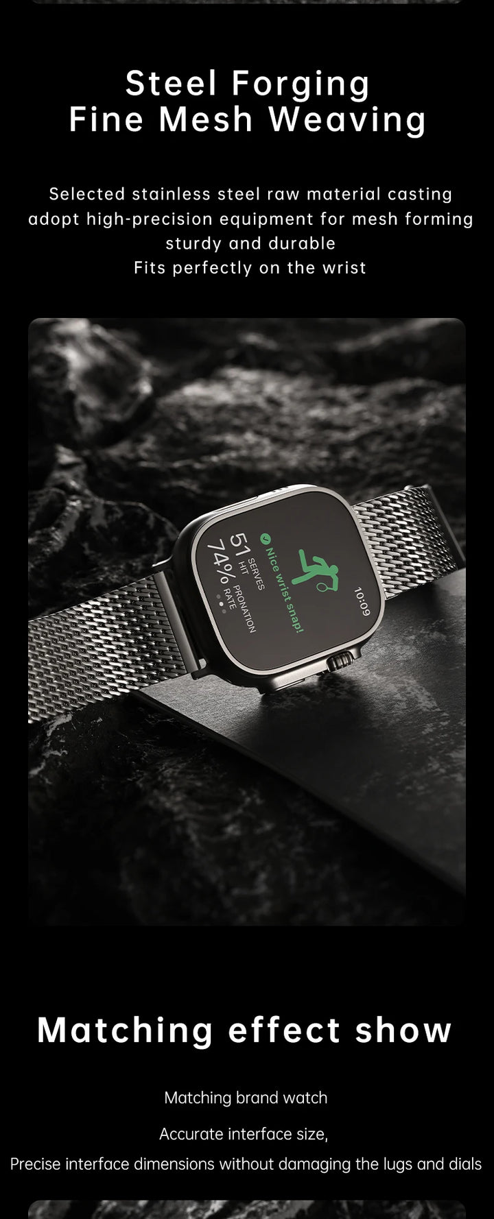 Luxury Milanese Mesh Apple Watch Ultra 2 Band, 316L Stainless Steel Watch Strap, For Apple Watch 49mm 45mm 44mm 41mm 40mm