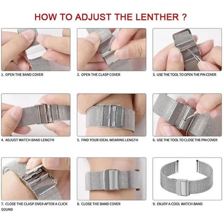 0.6mm Mesh Watch Band for DW for Omega Milanese Stainless Steel Strap Men Quick Release Bracelet 12/14/16/17/18/19/20/21/22/24mm