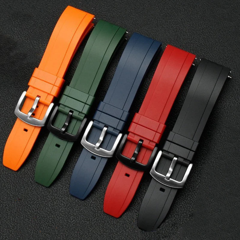 Silicone Sport Watch Strap – 20–24mm Quick-Release (Black/Green)