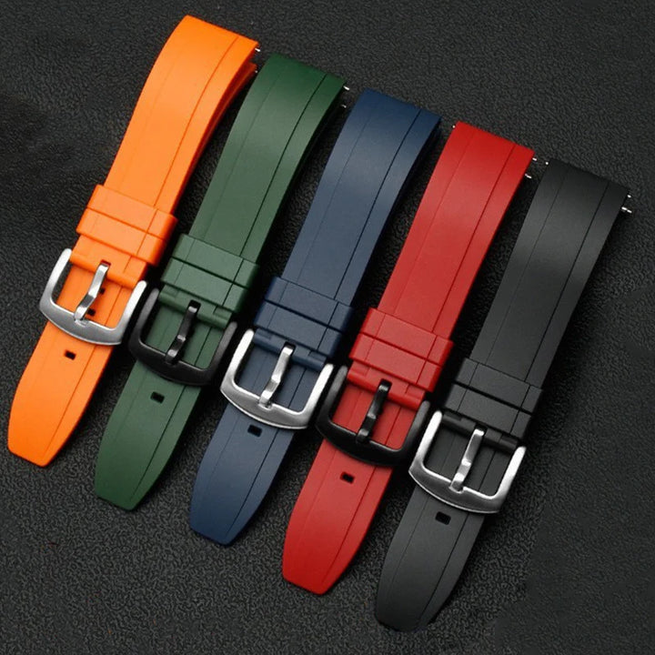 Silicone Sport Watch Strap – 20–24mm Quick-Release (Black/Green)