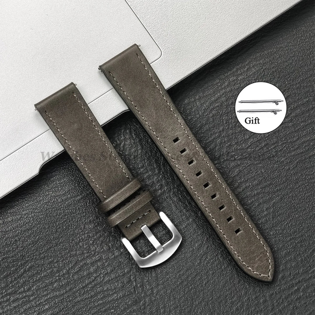 Leather Strap for Samsung Galaxy & Huawei Watches – Vintage Brown (20/22mm)