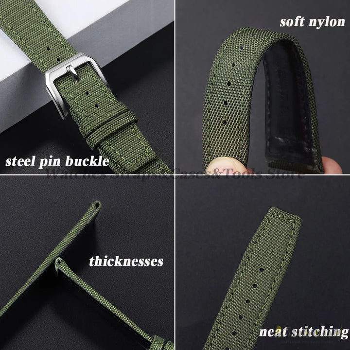 Nylon Canvas Watch Strap for IWC Pilot 20mm 21mm 22mm Strap Waterproof Sport Watch Strap Cowhide Wrist Belt Men's Women Bracelet