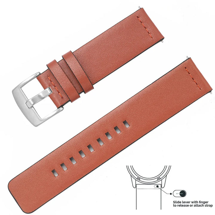 Genuine Leather Quick Release Watch Band 20–22mm for Huawei & Samsung Galaxy 45/46mm