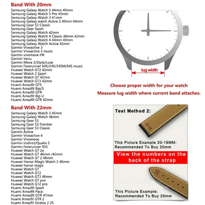 Silicone Leather Quick‑Release Watch Strap – 18/20/22mm, Waterproof for