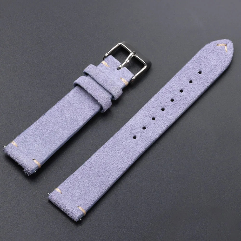 Quick Release Soft Suede Leather Watch Strap (14–22mm)
