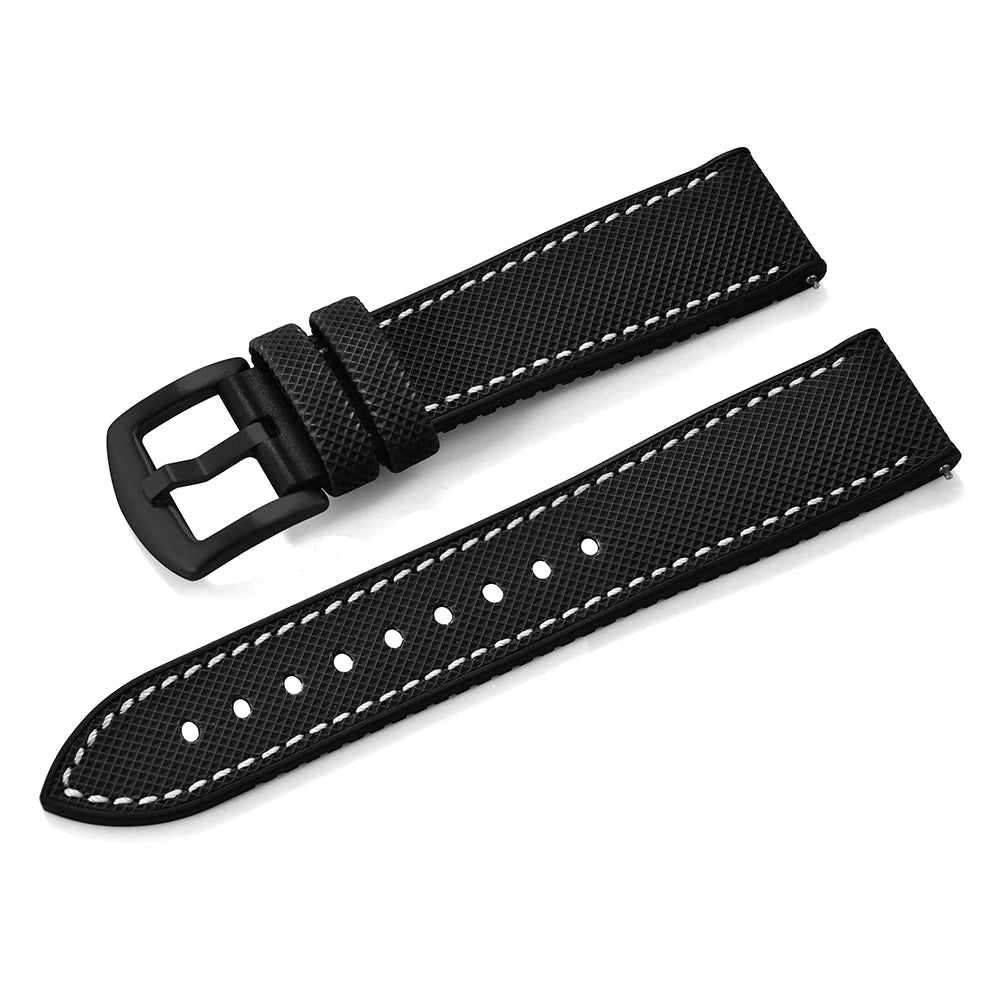 For Longine Seiko Water Ghost Hamilton Series Nylon FKM Rubber Bottom Watch Strap 18-20-22-24mm Strap Soft Waterproof Wrist Band