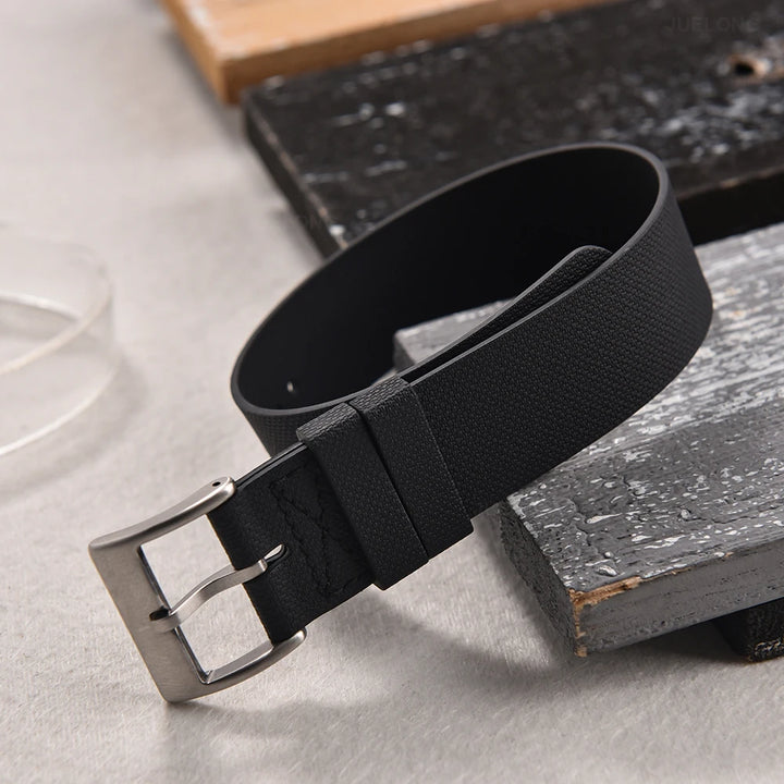 JUELONG Black FKM Fluoro Rubber Strap 20mm 21mm 22mm One Piece FKM Military Men Sport Watch Band For Diving Universal Bracelet