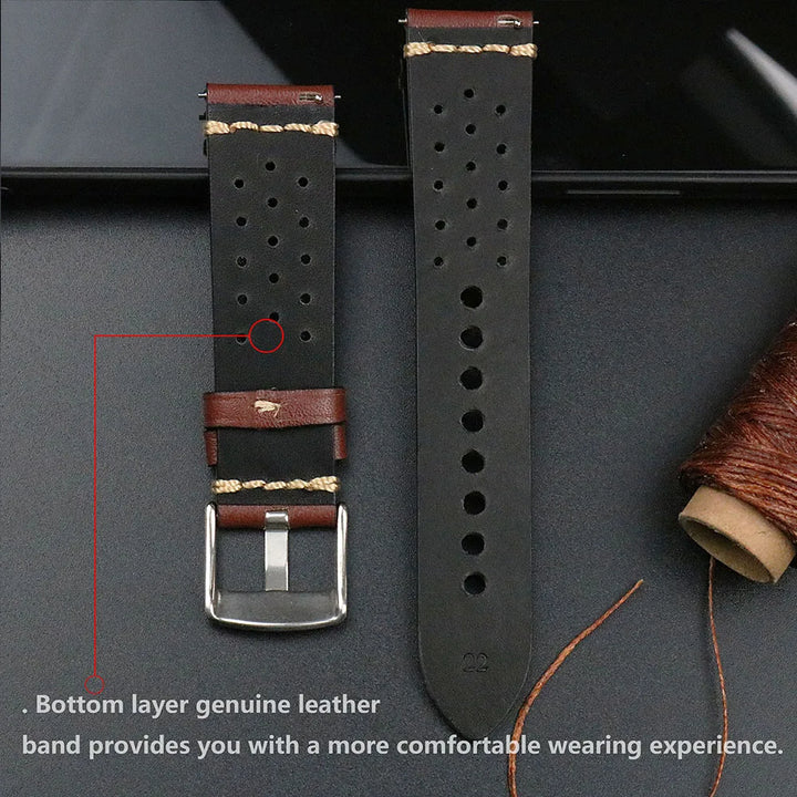 Fashion Quick Release Top Grain Leather Watch Band 20mm 22mm
