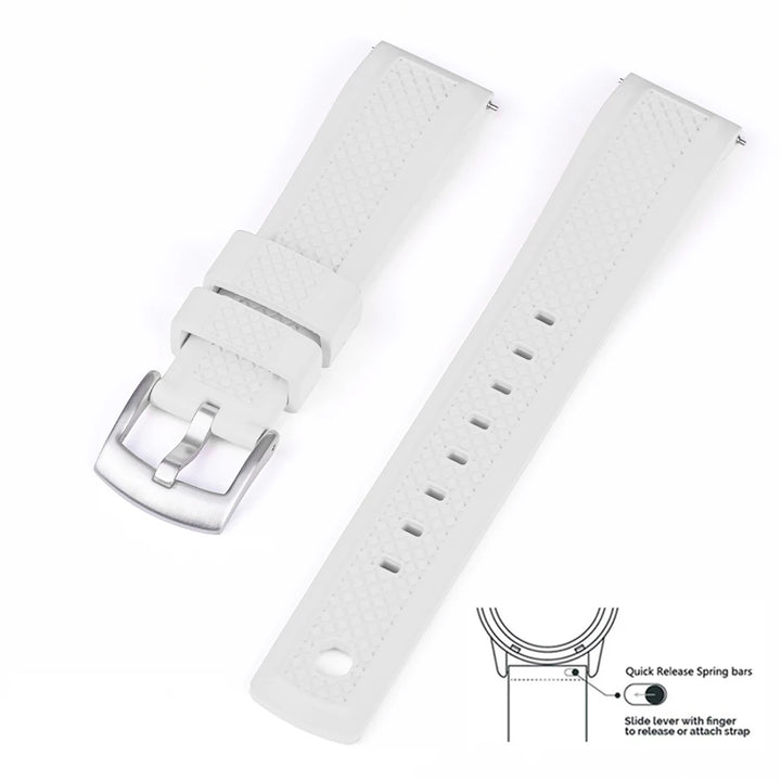 Quality Vulcanized FKM Rubber Watch Strap 20mm 22mm Black Blue Wristband Slide Keeper Ring With Quick Release Sport Watchband