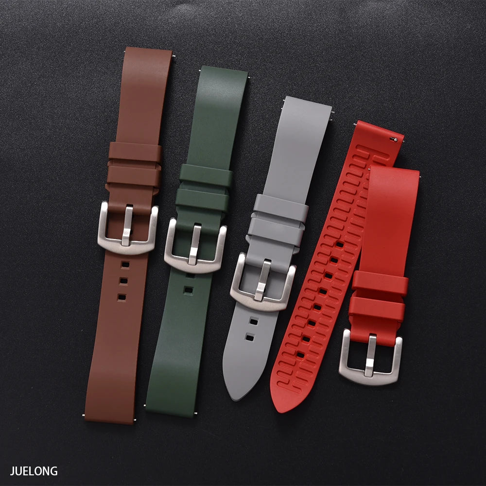 JUELONG New Classic FKM Fluorine Rubber Watch Strap Quick Release 18mm-19-20mm-21-22mm 23-24mm For Each Brand Diving Watch Bands