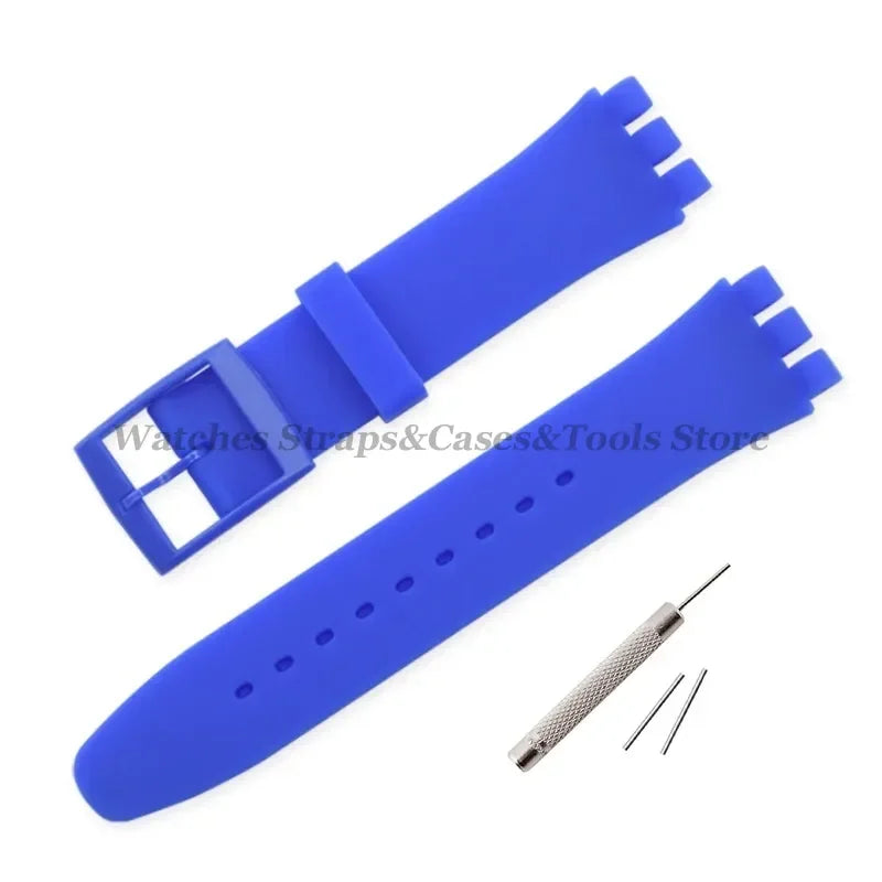 Soft Silicone Rubber Watch Band 16–20mm for Swatch (Sports Replacement)