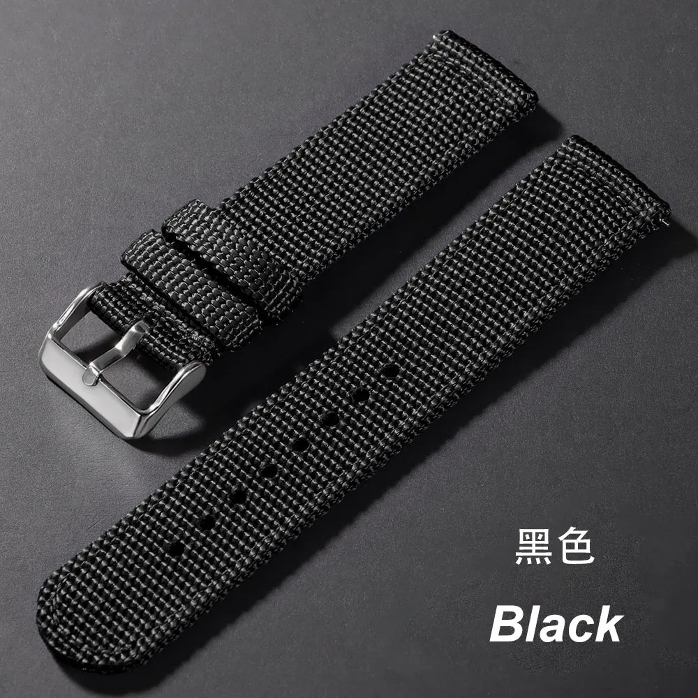 18/20/22/24mm Nylon Watch Band for Seiko Army Military Canvas Woven Nylon Strap Quick Release Wristband Men's Sport Watch Bands