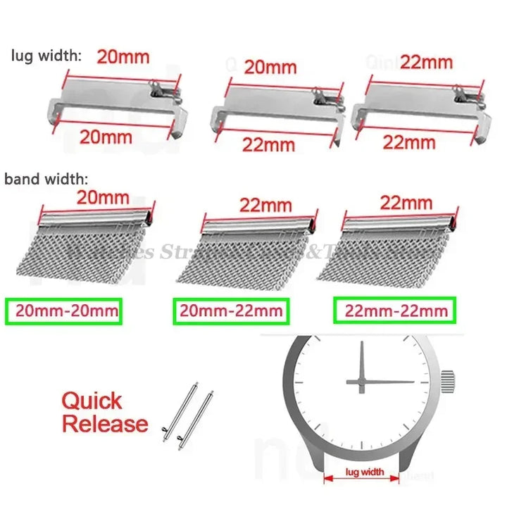 2pcs Quick Release Watch Strap Adapters 18–22mm