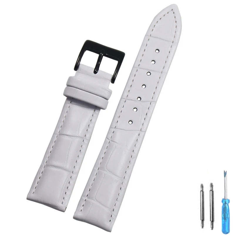 Genuine Leather Watch Strap – 14–24mm with Steel Buckle & Tool