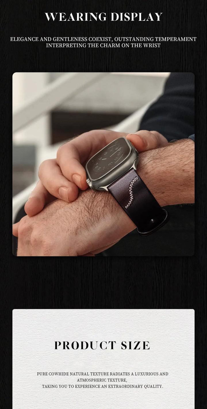 Luxury Bicolor Leather Strap For Apple Watch, Ultra3 49mm, Series11, 10, 46mm, 42mm, 45mm, 44mm, 41mm, 40mm, Handmade Watch Band