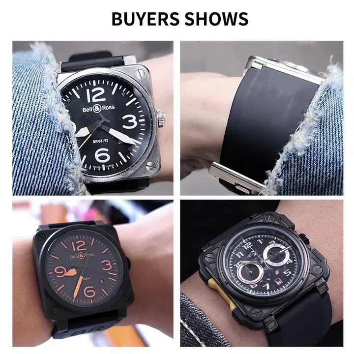 Bell & Ross BR01/BR03 Silicone Watch Strap – 24mm, Waterproof & Breathable