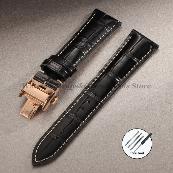 18mm 19mm 20mm 21mm 22mm Cowhide Leather Watch Strap for Longines Watch Bracelet Universal Butterfly Clasp Wristband Replacement