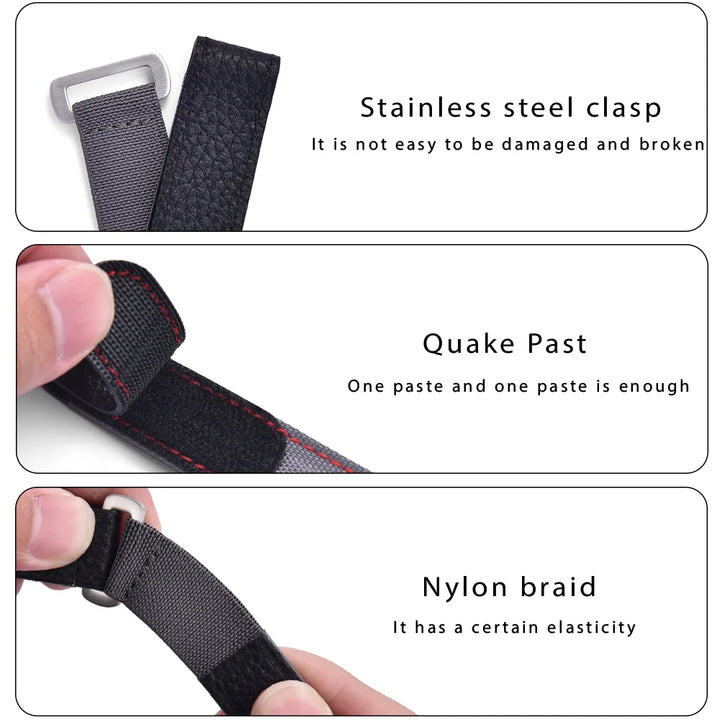 Nylon Strap 20mm Hook and Loop Fastener Watch Band Military Nylon Wristbelt Leather Bracelet for Omega Seiko Tudor MenWomen Belt