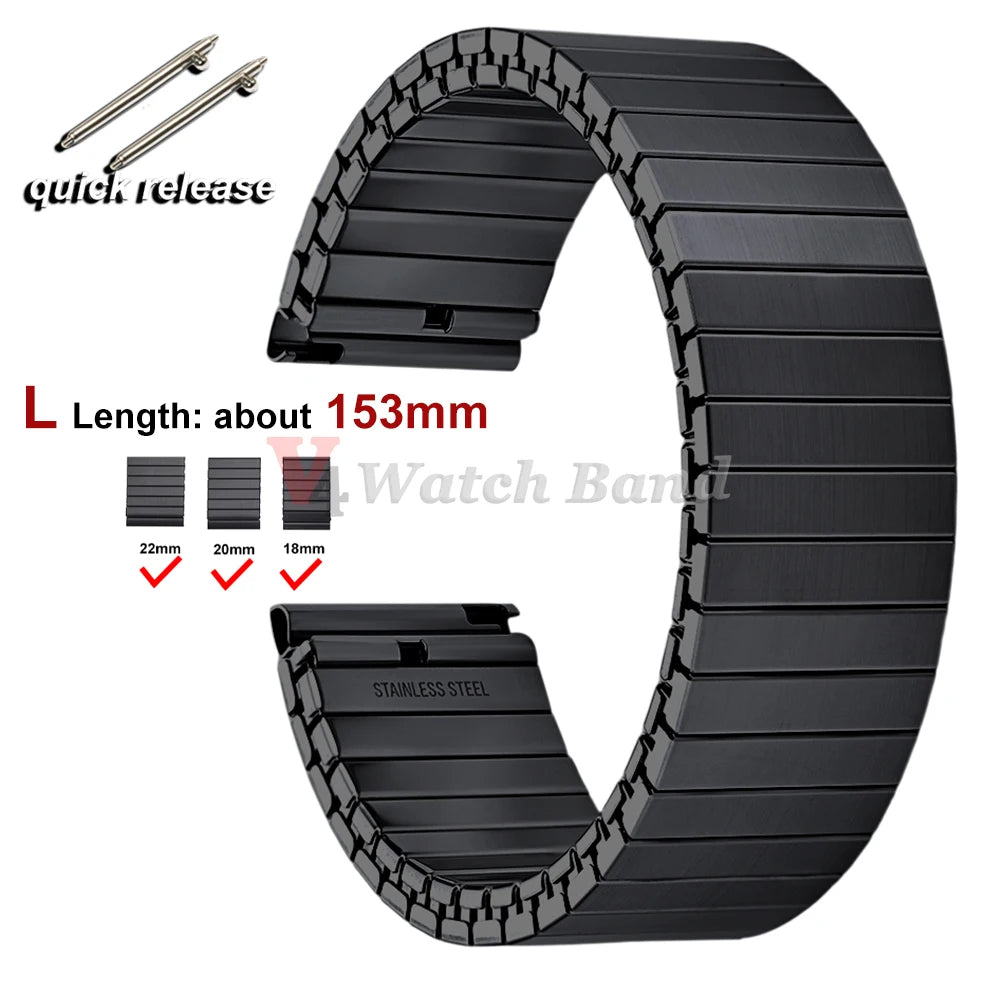 NEW Quick Release Stainless Steel Elastic Stretch Strap 14/16/18/20/22mm Watch Band Accessories Bracelet Metal Expansion Straps