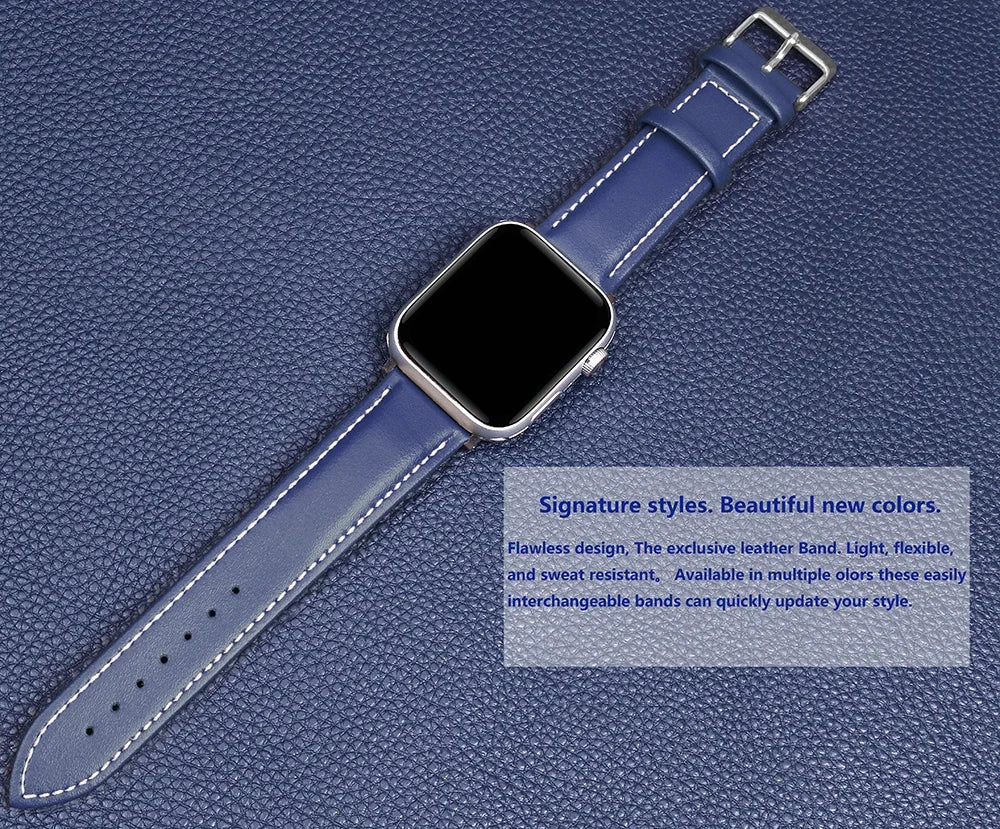 Genuine Leather Apple Watch Band 40–49mm for iWatch Series 3–8 & Ultra