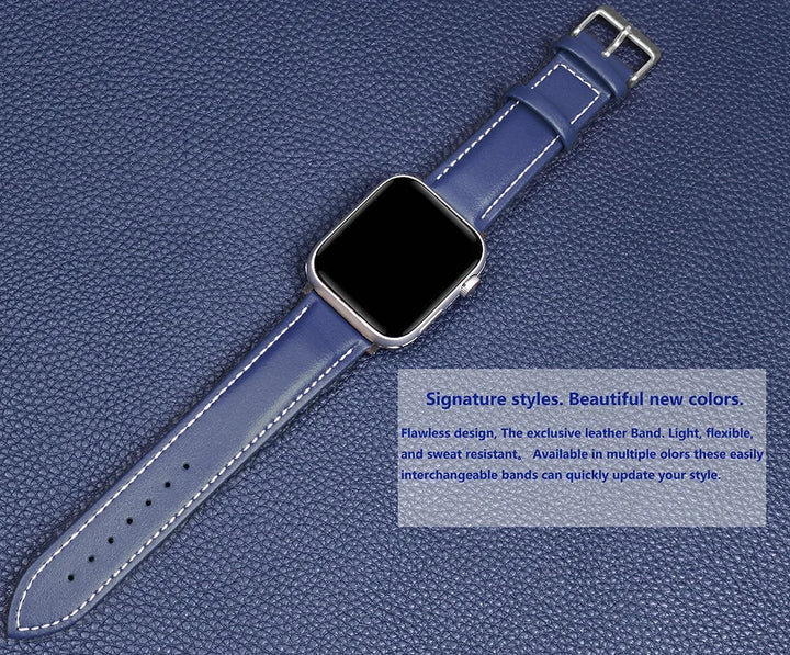 Genuine Leather Apple Watch Band 40–49mm for iWatch Series 3–8 & Ultra