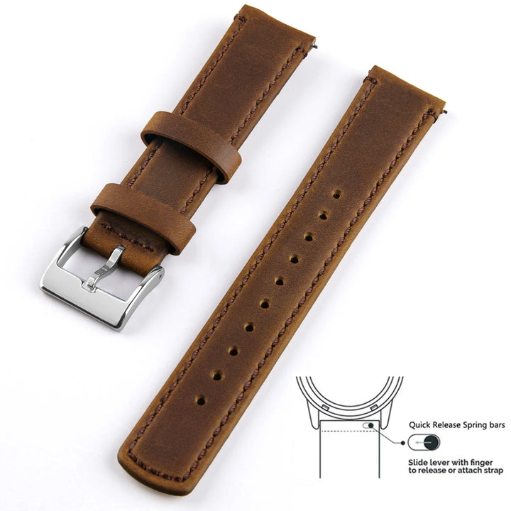 Genuine Top Grain Leather Quick Release Watch Band 20–22mm for Samsung Galaxy Watch