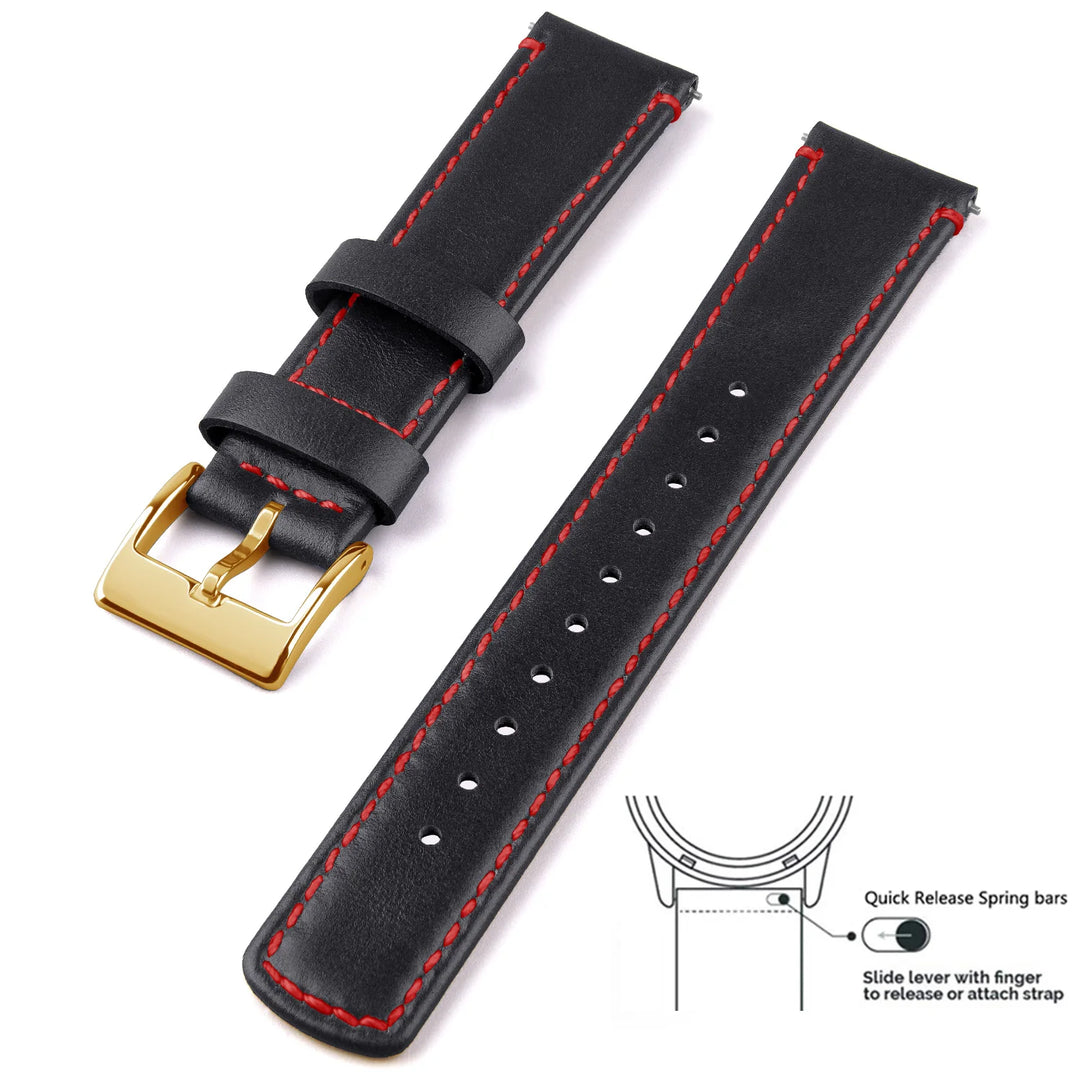 Genuine Top Grain Leather Quick Release Watch Band 20–22mm for Samsung Galaxy Watch