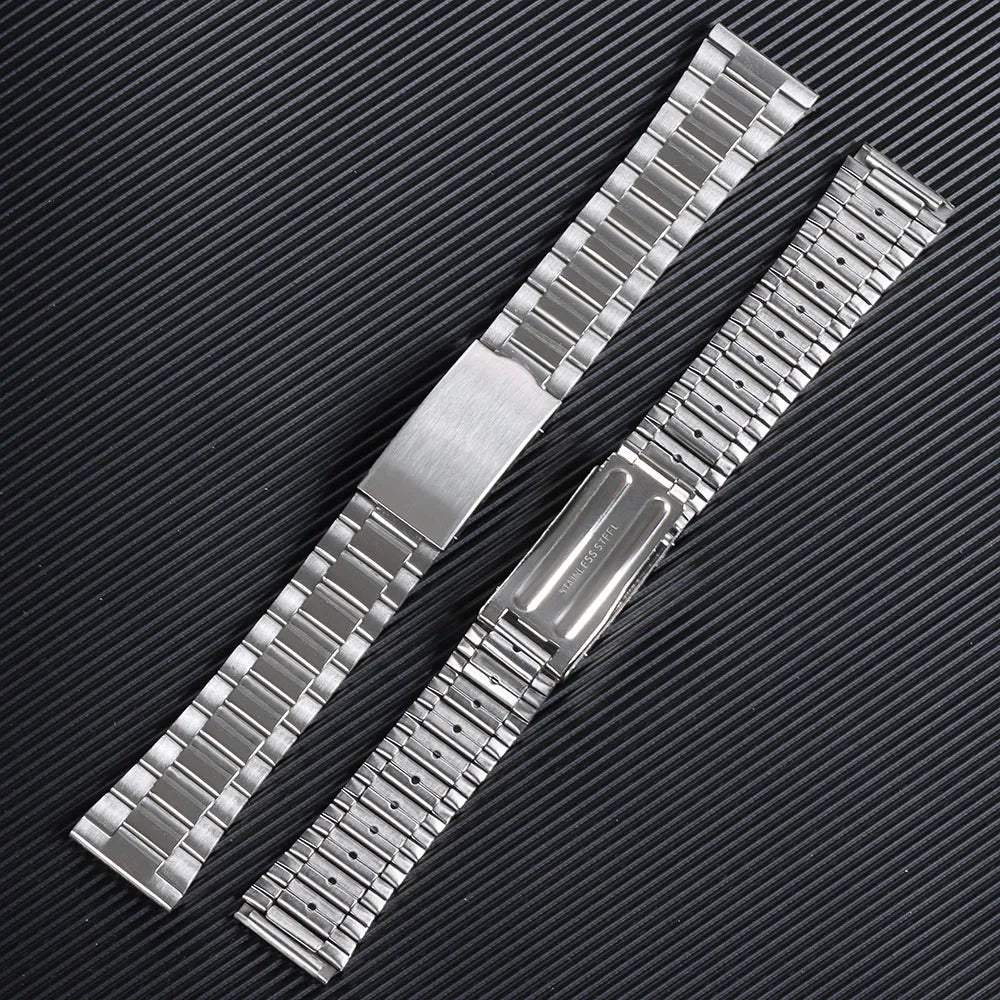 Stainless Steel Watch Strap – 12–20mm, Folding Buckle, Silver & Gold