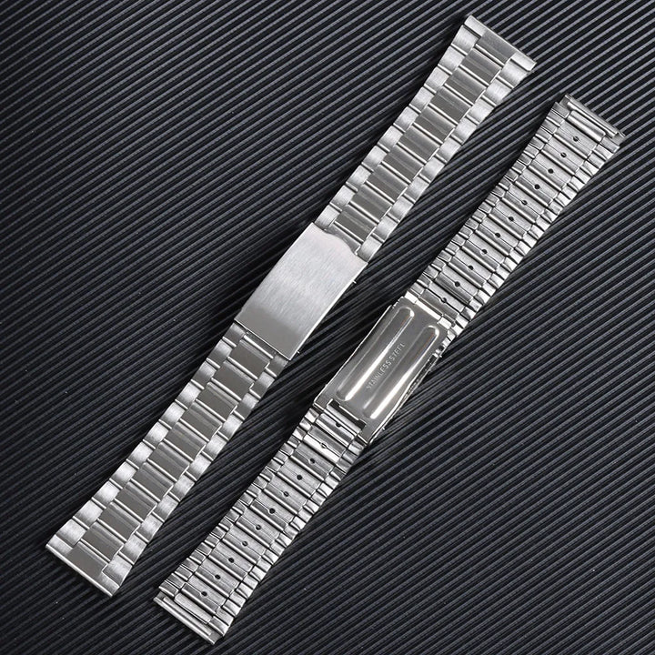 Stainless Steel Watch Strap – 12–20mm, Folding Buckle, Silver & Gold