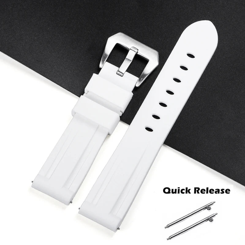 Quick Release Silicone Watch Band 20–26mm for Panerai, Omega, Seiko & Casio