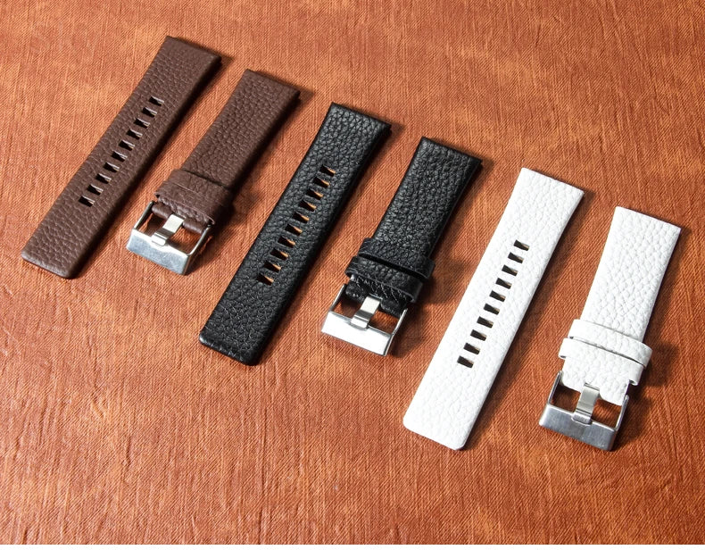 Genuine Leather Watch Strap for Diesel (22–30mm, Black)