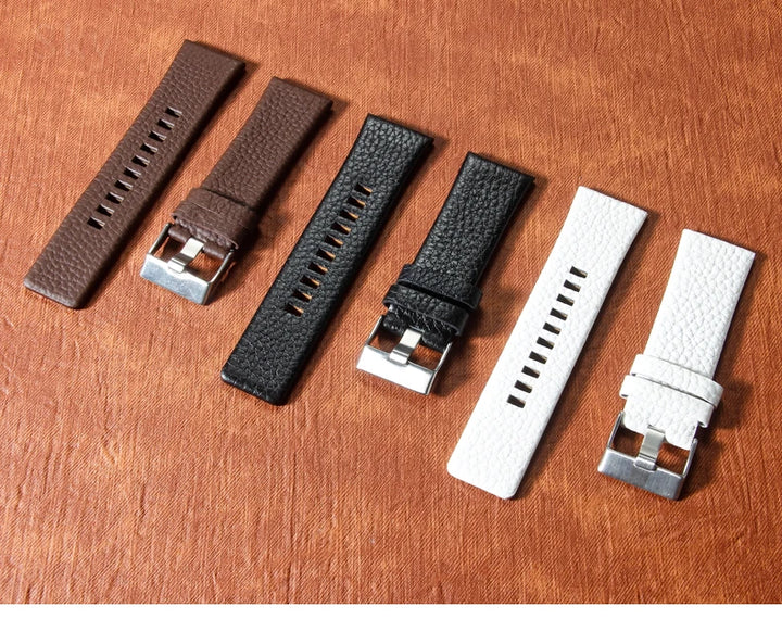 Genuine Leather Watch Strap for Diesel (22–30mm, Black)