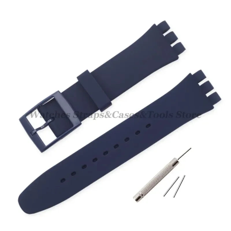 Soft Silicone Rubber Watch Band 16–20mm for Swatch (Sports Replacement)