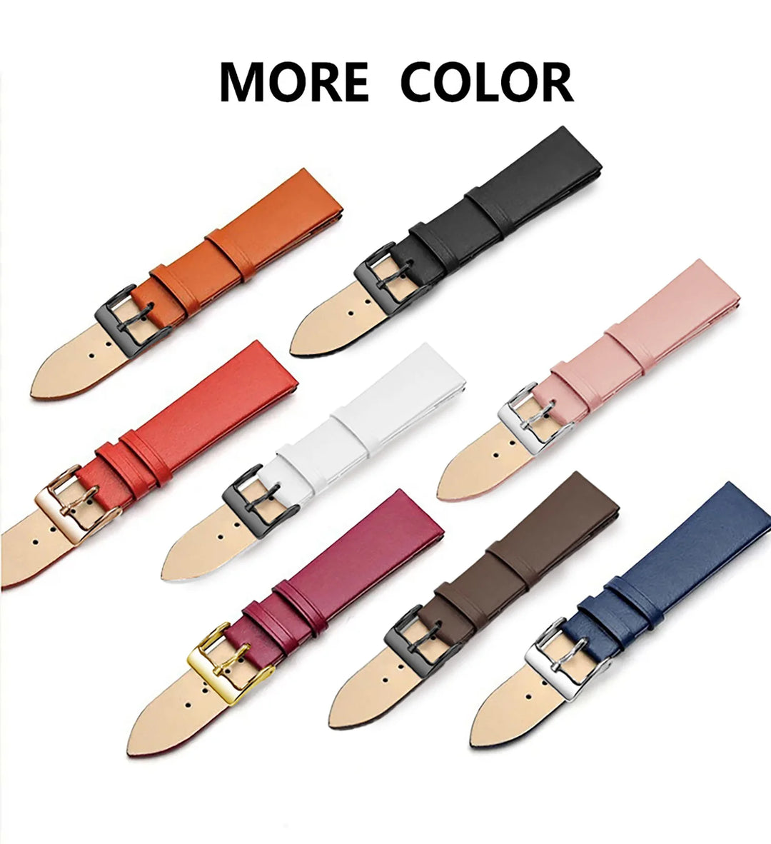 Genuine Leather Minimalist Thin Elegant Apple Watch Band 12–22mm (Soft Wrist Bracelet)