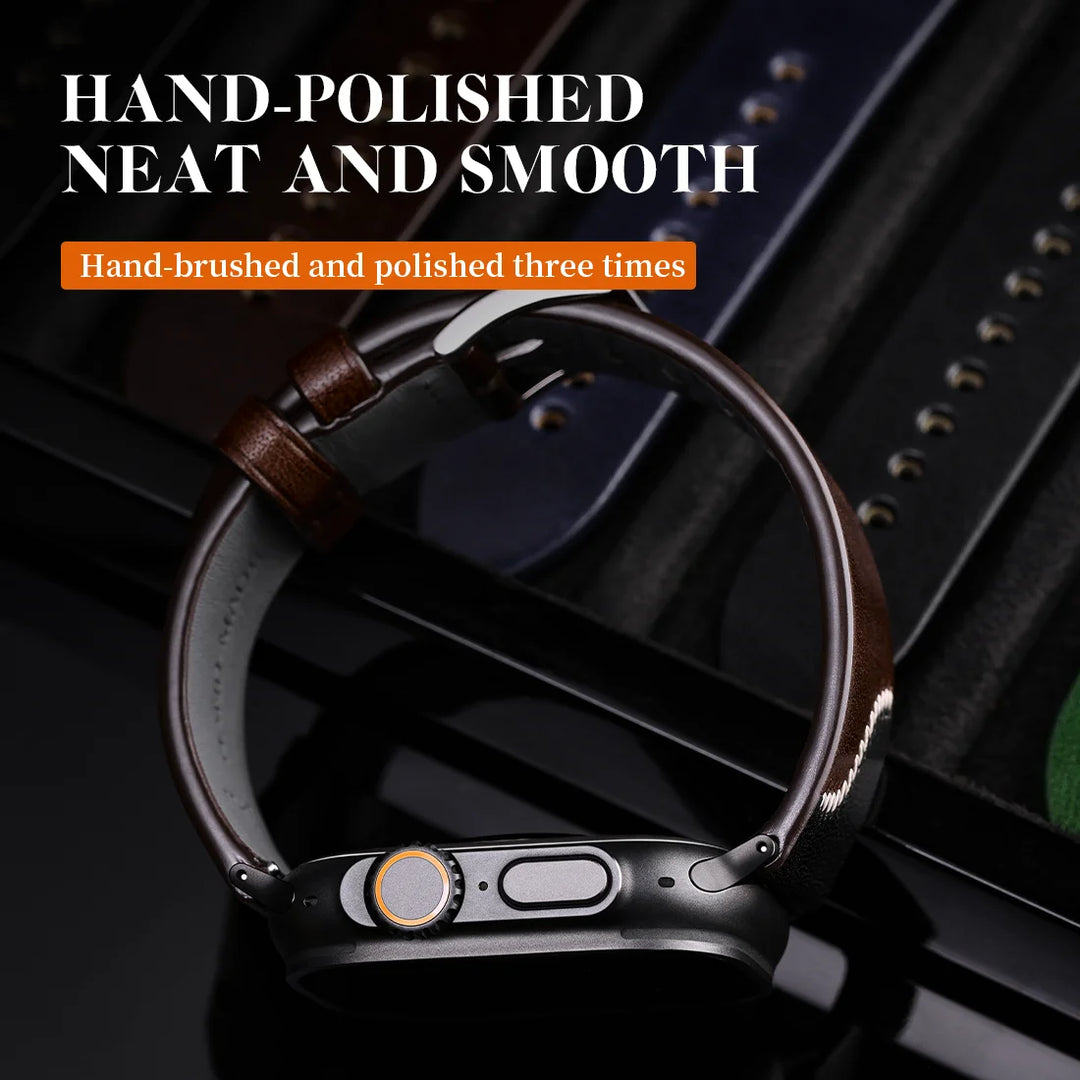 Luxury Bicolor Leather Strap For Apple Watch, Ultra3 49mm, Series11, 10, 46mm, 42mm, 45mm, 44mm, 41mm, 40mm, Handmade Watch Band