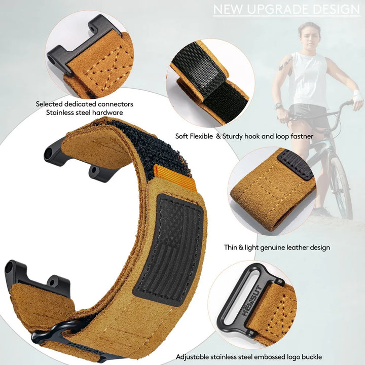 For Amazfit T-Rex 3 2 1 Watch Band Genuine Leather Suede Soft Cowhide Wrist Straps