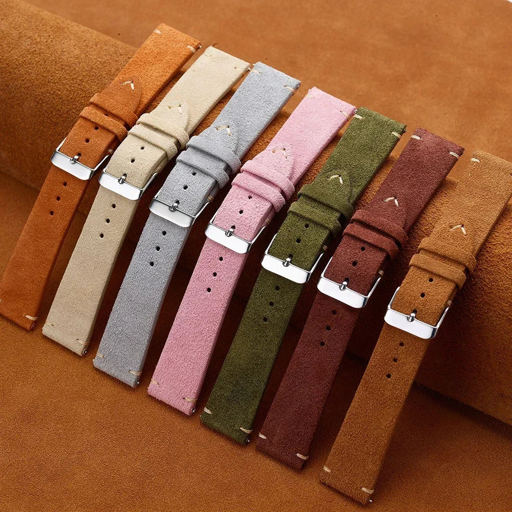 Wristband 20mm 22mm 14mm 16mm 18mm Quick Release Soft Suede Strap Green Brown Watch Band Calfskin Bracelet Women&Men Accessories