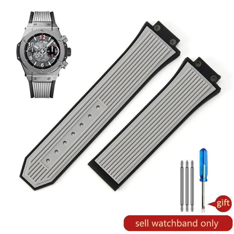 Soft Silicone Watch Band 27×17mm for Hublot Big Bang (Waterproof, Steel