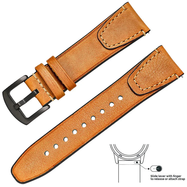 op Grain Genuine Leather Watch Band 20mm 22mm (Quick Release)