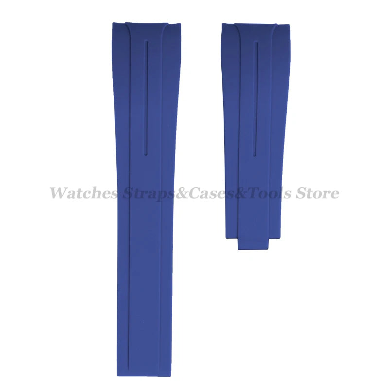 Curved End Silicone Rubber Watch Band 20–22mm for Rolex Water Ghost