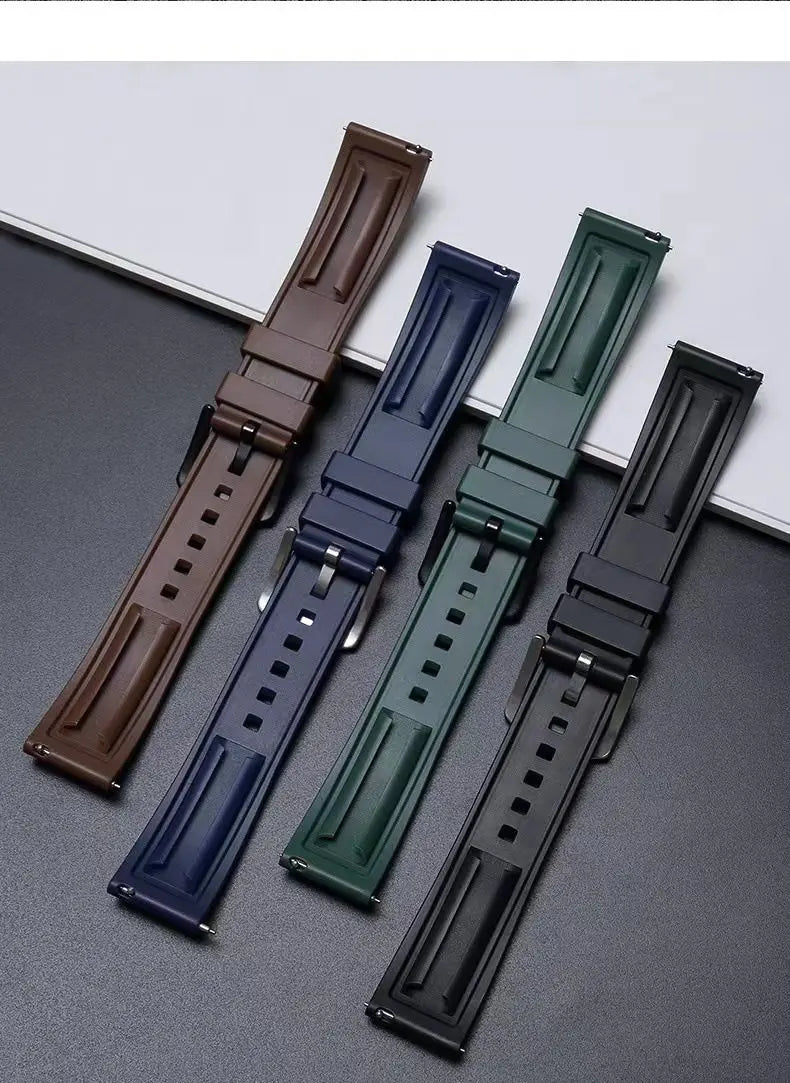 Silicone Rubber Watch Band 20–26mm (Quick Release, Waterproof)