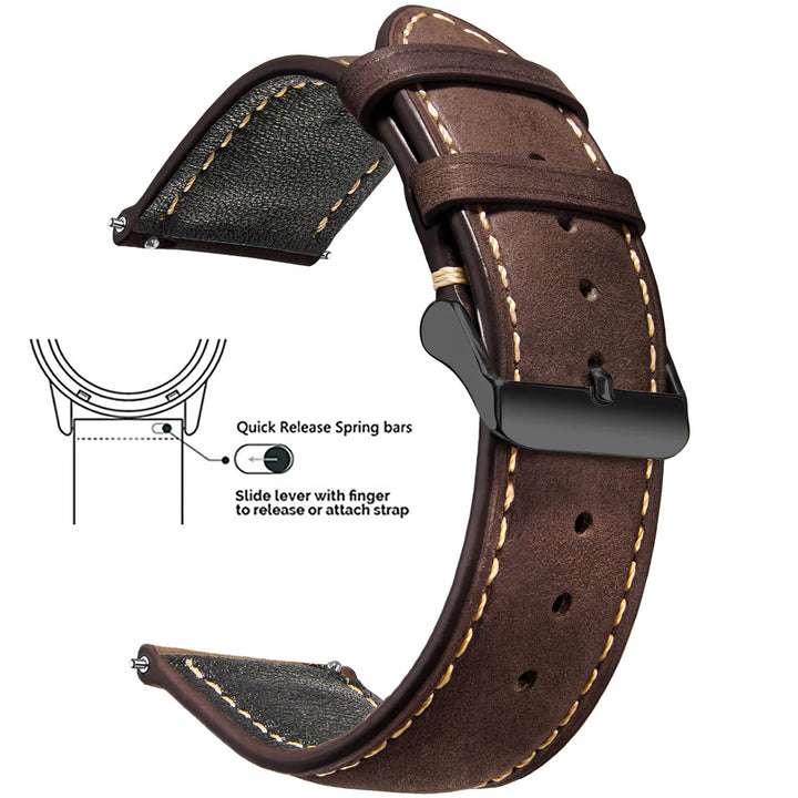 Wax Vintage Leather Watch Strap 14–24mm