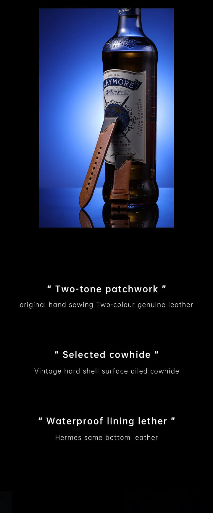 Maikes Luxury Design Bicolor Watch Strap Quick Release With Rose Gold Buckle Handmade Stitching Full Grain Leather Watch Strap